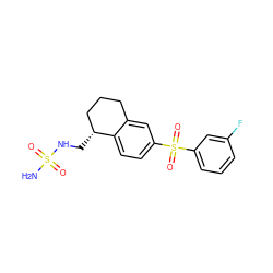 NS(=O)(=O)NC[C@@H]1CCCc2cc(S(=O)(=O)c3cccc(F)c3)ccc21 ZINC000049112191