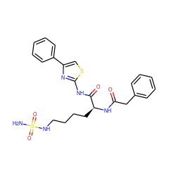 NS(=O)(=O)NCCCC[C@H](NC(=O)Cc1ccccc1)C(=O)Nc1nc(-c2ccccc2)cs1 ZINC000040913919