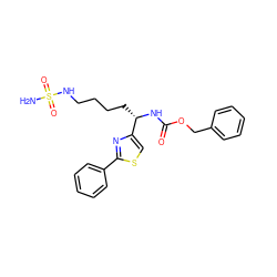 NS(=O)(=O)NCCCC[C@H](NC(=O)OCc1ccccc1)c1csc(-c2ccccc2)n1 ZINC000040952219