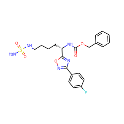 NS(=O)(=O)NCCCC[C@H](NC(=O)OCc1ccccc1)c1nc(-c2ccc(F)cc2)no1 ZINC000045498744