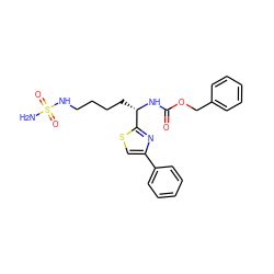 NS(=O)(=O)NCCCC[C@H](NC(=O)OCc1ccccc1)c1nc(-c2ccccc2)cs1 ZINC000040423598