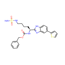 NS(=O)(=O)NCCCC[C@H](NC(=O)OCc1ccccc1)c1nc2cc(-c3cccs3)ccc2[nH]1 ZINC000040956064