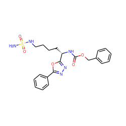 NS(=O)(=O)NCCCC[C@H](NC(=O)OCc1ccccc1)c1nnc(-c2ccccc2)o1 ZINC000040952974