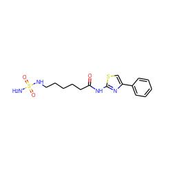 NS(=O)(=O)NCCCCCC(=O)Nc1nc(-c2ccccc2)cs1 ZINC000040430319