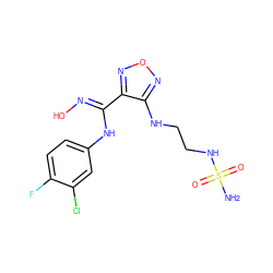 NS(=O)(=O)NCCNc1nonc1/C(=N/O)Nc1ccc(F)c(Cl)c1 ZINC000113208709