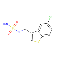 NS(=O)(=O)NCc1csc2ccc(Cl)cc12 ZINC000035838025