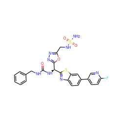 NS(=O)(=O)NCc1nnc([C@H](NC(=O)NCc2ccccc2)c2nc3ccc(-c4ccc(F)nc4)cc3s2)o1 ZINC000206749434