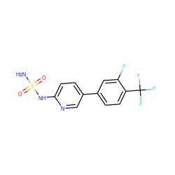 NS(=O)(=O)Nc1ccc(-c2ccc(C(F)(F)F)c(F)c2)cn1 ZINC000040892336