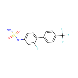 NS(=O)(=O)Nc1ccc(-c2ccc(C(F)(F)F)cc2)c(F)c1 ZINC000028711991