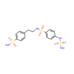 NS(=O)(=O)Nc1ccc(S(=O)(=O)NCCc2ccc(S(N)(=O)=O)cc2)cc1 ZINC000095555064