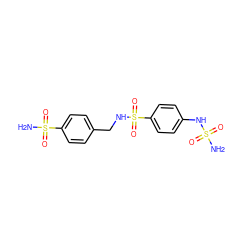 NS(=O)(=O)Nc1ccc(S(=O)(=O)NCc2ccc(S(N)(=O)=O)cc2)cc1 ZINC000095556424