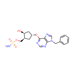 NS(=O)(=O)OC[C@@H]1C[C@@H](Oc2ncnc3c2ncn3Cc2ccccc2)C[C@@H]1O ZINC000114584103