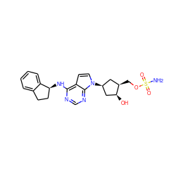 NS(=O)(=O)OC[C@@H]1C[C@H](n2ccc3c(N[C@H]4CCc5ccccc54)ncnc32)C[C@@H]1O ZINC000095616587