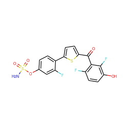 NS(=O)(=O)Oc1ccc(-c2ccc(C(=O)c3c(F)ccc(O)c3F)s2)c(F)c1 ZINC001772600010