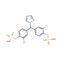 NS(=O)(=O)Oc1ccc(C(c2ccc(OS(N)(=O)=O)c(Br)c2)n2cncn2)cc1Br ZINC000044431582