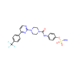 NS(=O)(=O)Oc1ccc(NC(=O)N2CCN(c3nccc(-c4ccc(C(F)(F)F)cc4)n3)CC2)cc1 ZINC000474607155