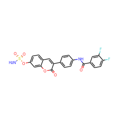 NS(=O)(=O)Oc1ccc2cc(-c3ccc(NC(=O)c4ccc(F)c(F)c4)cc3)c(=O)oc2c1 ZINC001772582206