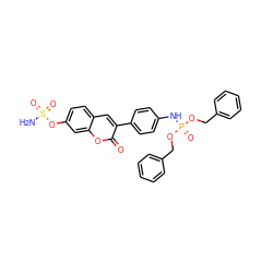 NS(=O)(=O)Oc1ccc2cc(-c3ccc(NP(=O)(OCc4ccccc4)OCc4ccccc4)cc3)c(=O)oc2c1 ZINC000653863937