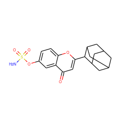 NS(=O)(=O)Oc1ccc2oc(C3C4CC5CC(C4)CC3C5)cc(=O)c2c1 ZINC000027433452