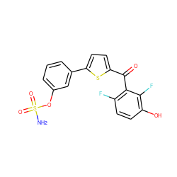 NS(=O)(=O)Oc1cccc(-c2ccc(C(=O)c3c(F)ccc(O)c3F)s2)c1 ZINC001772625594