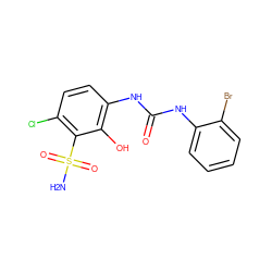 NS(=O)(=O)c1c(Cl)ccc(NC(=O)Nc2ccccc2Br)c1O ZINC000028355720