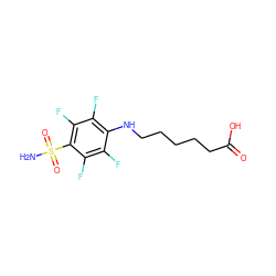 NS(=O)(=O)c1c(F)c(F)c(NCCCCCC(=O)O)c(F)c1F ZINC000095586231