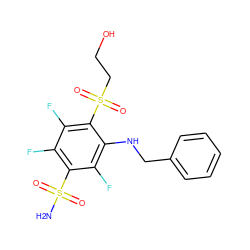 NS(=O)(=O)c1c(F)c(F)c(S(=O)(=O)CCO)c(NCc2ccccc2)c1F ZINC000208946400