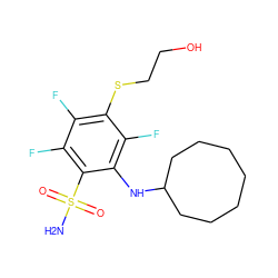 NS(=O)(=O)c1c(F)c(F)c(SCCO)c(F)c1NC1CCCCCCC1 ZINC000209010090