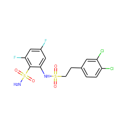 NS(=O)(=O)c1c(F)cc(F)cc1NS(=O)(=O)CCc1ccc(Cl)c(Cl)c1 ZINC000148465865