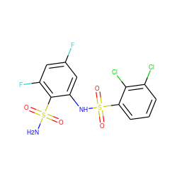 NS(=O)(=O)c1c(F)cc(F)cc1NS(=O)(=O)c1cccc(Cl)c1Cl ZINC000149326707