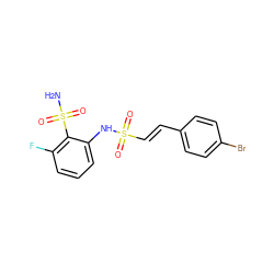 NS(=O)(=O)c1c(F)cccc1NS(=O)(=O)/C=C/c1ccc(Br)cc1 ZINC000143610162