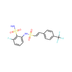 NS(=O)(=O)c1c(F)cccc1NS(=O)(=O)/C=C/c1ccc(C(F)(F)F)cc1 ZINC000143609963