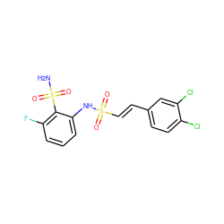 NS(=O)(=O)c1c(F)cccc1NS(=O)(=O)/C=C/c1ccc(Cl)c(Cl)c1 ZINC000143923298