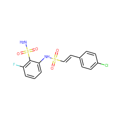 NS(=O)(=O)c1c(F)cccc1NS(=O)(=O)/C=C/c1ccc(Cl)cc1 ZINC000143567673