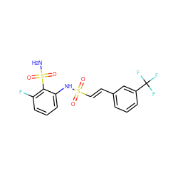 NS(=O)(=O)c1c(F)cccc1NS(=O)(=O)/C=C/c1cccc(C(F)(F)F)c1 ZINC000143471737