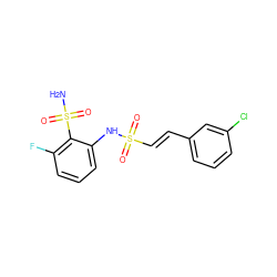 NS(=O)(=O)c1c(F)cccc1NS(=O)(=O)/C=C/c1cccc(Cl)c1 ZINC000144171417