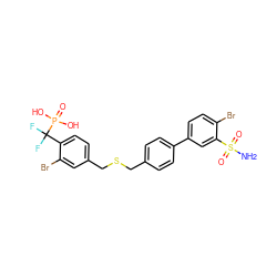 NS(=O)(=O)c1cc(-c2ccc(CSCc3ccc(C(F)(F)P(=O)(O)O)c(Br)c3)cc2)ccc1Br ZINC000049803450