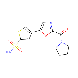 NS(=O)(=O)c1cc(-c2cnc(C(=O)N3CCCC3)o2)cs1 ZINC000473133101