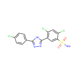 NS(=O)(=O)c1cc(-c2nnc(-c3ccc(Cl)cc3)[nH]2)c(Cl)cc1Cl ZINC000169351737