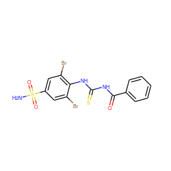 NS(=O)(=O)c1cc(Br)c(NC(=S)NC(=O)c2ccccc2)c(Br)c1 ZINC001772638801