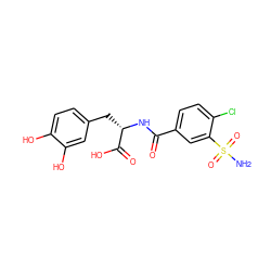 NS(=O)(=O)c1cc(C(=O)N[C@@H](Cc2ccc(O)c(O)c2)C(=O)O)ccc1Cl ZINC000029478957