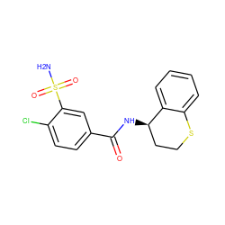 NS(=O)(=O)c1cc(C(=O)N[C@@H]2CCSc3ccccc32)ccc1Cl ZINC000009779411