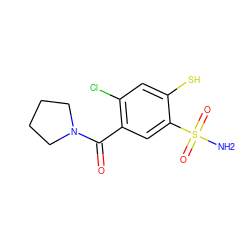 NS(=O)(=O)c1cc(C(=O)N2CCCC2)c(Cl)cc1S ZINC000034799860