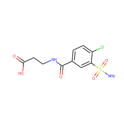 NS(=O)(=O)c1cc(C(=O)NCCC(=O)O)ccc1Cl ZINC000029469662