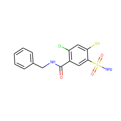 NS(=O)(=O)c1cc(C(=O)NCc2ccccc2)c(Cl)cc1S ZINC000034799869