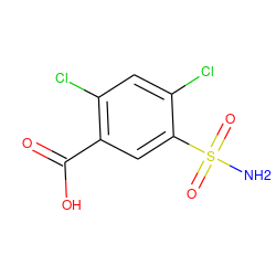 NS(=O)(=O)c1cc(C(=O)O)c(Cl)cc1Cl ZINC000001088182