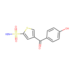 NS(=O)(=O)c1cc(C(=O)c2ccc(O)cc2)cs1 ZINC000000002600