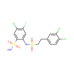 NS(=O)(=O)c1cc(Cl)c(F)cc1NS(=O)(=O)CCc1ccc(Cl)c(Cl)c1 ZINC000148538232