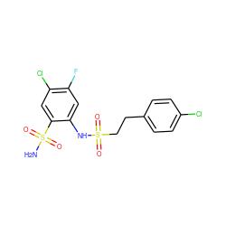 NS(=O)(=O)c1cc(Cl)c(F)cc1NS(=O)(=O)CCc1ccc(Cl)cc1 ZINC000148694924