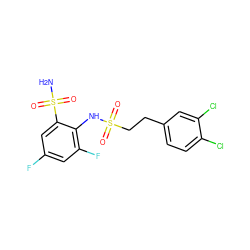 NS(=O)(=O)c1cc(F)cc(F)c1NS(=O)(=O)CCc1ccc(Cl)c(Cl)c1 ZINC000147616587